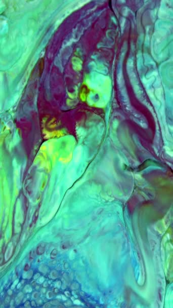 Vertikale Fluid Painting Abstrakte Textur Intensive Bunte Mischung Galaktischer Lebendiger — Stockvideo