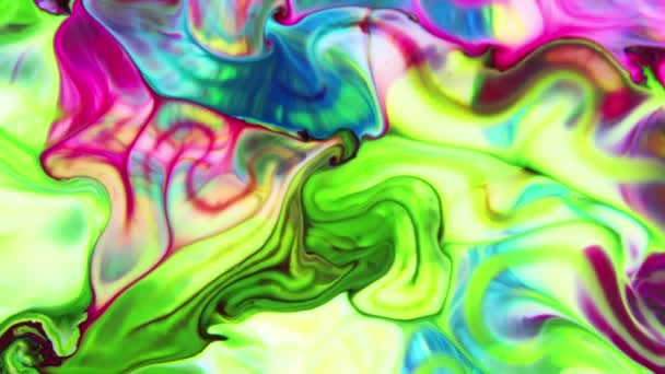 流体芸術のテクスチャ 虹彩塗料の効果を持つ抽象的な背景 流れとスプラッシュを持つ液体アクリルアートワーク ウェブサイトの背景のための混合塗料 — ストック動画