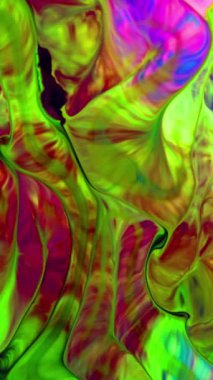 Dikey Sıvı Renkli Boya Yavaş Çekimde Patladı. Sıvı Renk Boya Desenleri Üst Görünüm. Çoklu Renkli Sıvı Boya Yüzeyi.