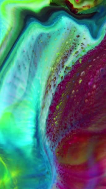 Peinture Colorée Liquide Verticale Atténue Mélange Ralenti Motifs Peinture Couleur — Video