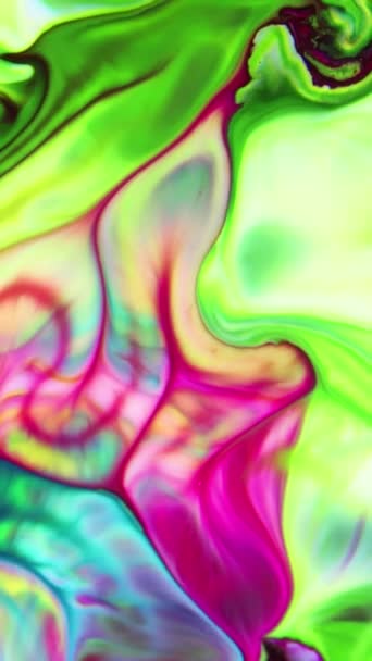 Peinture Colorée Liquide Verticale Atténue Mélange Ralenti Motifs Peinture Couleur — Video