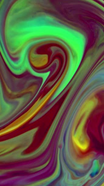 Vertical Liquid Color Paint Patterns Texture Top View Surface Peinture — Video