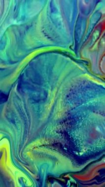 Soyut Renkli Sıvı Boya Arkaplanının Dikey Yakın Çekimi. 