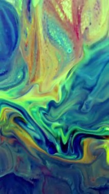 Soyut Renkli Sıvı Boya Arkaplanının Dikey Yakın Çekimi. 