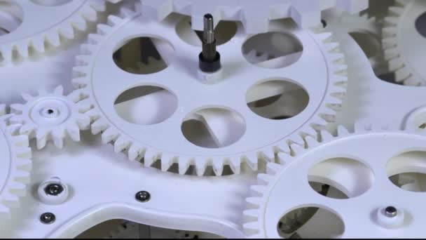 White Ideas Cogs Wheel Gears Working Mechanism Footage — стоковое видео