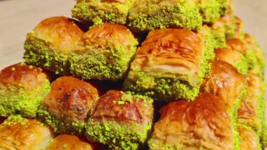 Geleneksel Türk Tatlısı Pistachio Kuru Baklava Görüntüsü.
