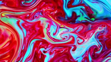 Sıvı Renkli Boya ağır çekimde patent alır. Sıvı renkli boya desenleri üst görünüm. Çok renkli sıvı boya yüzeyi.