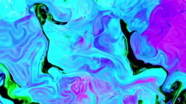 Sıvı Renkli Boya ağır çekimde patent alır. Sıvı renkli boya desenleri üst görünüm. Çok renkli sıvı boya yüzeyi.