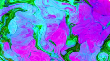 Sıvı Renkli Boya ağır çekimde patent alır. Sıvı renkli boya desenleri üst görünüm. Çok renkli sıvı boya yüzeyi.