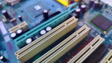 Bir Vintage Model Pc Kişisel Bilgisayar Anakartının Devre Elementleri.