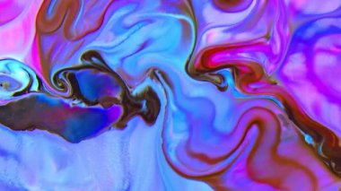 Renkli Dalgalar ve Sıvı Boya Karışım Arkaplanlı, Sıçrama ve Girdap Görüntüleriyle Sıvı Sanat 'ın Moda Akrilik Dokusu Resim Çizimi.