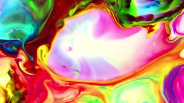 Renkli Dalgalar ve Sıvı Boya Karışım Arkaplanlı, Sıçrama ve Girdap Görüntüleriyle Sıvı Sanat 'ın Moda Akrilik Dokusu Resim Çizimi.