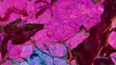 Renkli Dalgalar ve Sıvı Boya Karışım Arkaplanlı, Sıçrama ve Girdap Görüntüleriyle Sıvı Sanat 'ın Moda Akrilik Dokusu Resim Çizimi.