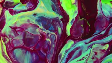 Renkli Dalgalar ve Sıvı Boya Karışım Arkaplanlı, Sıçrama ve Girdap Görüntüleriyle Sıvı Sanat 'ın Moda Akrilik Dokusu Resim Çizimi.
