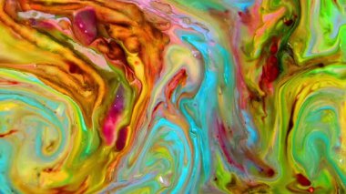 Sıvı boyaların akışkanlığıyla oluşan bu desenler renklerin karışması ve renklerin dansıyla oluşan büyüleyici harmoni ve dinamik hareketi gözler önüne seriyor. Yaratıcılığın keşfi ve renklerin sonsuz dönüşümü için görsel ziyafet. 