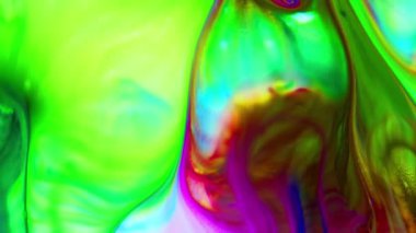 Renkli Dalgalar ve Sıvı Boya Karışım Arkaplanlı, Sıçrama ve Girdap Görüntüleriyle Sıvı Sanat 'ın Moda Akrilik Dokusu Resim Çizimi.