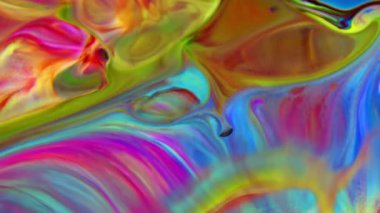 Renkli Dalgalar ve Sıvı Boya Karışım Arkaplanlı, Sıçrama ve Girdap Görüntüleriyle Sıvı Sanat 'ın Moda Akrilik Dokusu Resim Çizimi.