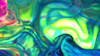 Renkli Dalgalar ve Sıvı Boya Karışım Arkaplanlı, Sıçrama ve Girdap Görüntüleriyle Sıvı Sanat 'ın Moda Akrilik Dokusu Resim Çizimi.