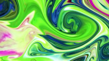 Renkli Dalgalar ve Sıvı Boya Karışım Arkaplanlı, Sıçrama ve Girdap Görüntüleriyle Sıvı Sanat 'ın Moda Akrilik Dokusu Resim Çizimi.
