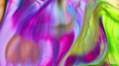 Renkli Dalgalar ve Sıvı Boya Karışım Arkaplanlı, Sıçrama ve Girdap Görüntüleriyle Sıvı Sanat 'ın Moda Akrilik Dokusu Resim Çizimi.