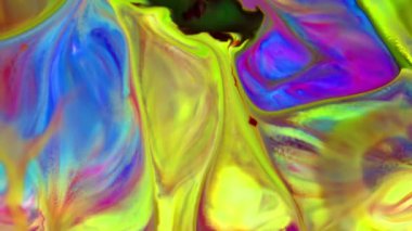 Renkli Dalgalar ve Sıvı Boya Karışım Arkaplanlı, Sıçrama ve Girdap Görüntüleriyle Sıvı Sanat 'ın Moda Akrilik Dokusu Resim Çizimi.