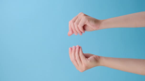 Imaginile Verticale Ale Mâinilor Feminine Care Arată Gestul Banilor Imitând — Videoclip de stoc