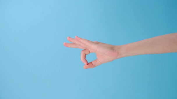 Vertikální Záběry Ženské Ruky Vytvářejí Tvar Který Znamená Izolovaný Přes — Stock video