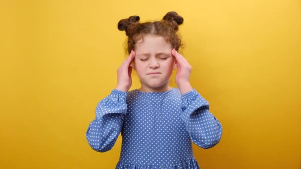 Kids Health Problems Concept Portrait Little Girl Suffering Terrible Headache — Stock Video