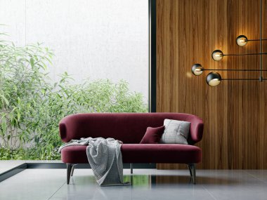 3D tasviri, büyük lüks, modern, parlak iç mekânlar sunuyor. Oturma odasındaki model bilgisayarlar dijital olarak oluşturuluyor.