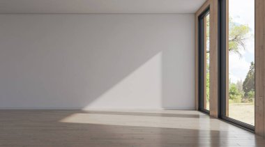 3D tasviri, büyük lüks, modern, parlak iç mekânlar sunuyor. Oturma odasındaki model bilgisayarlar dijital olarak oluşturuluyor.