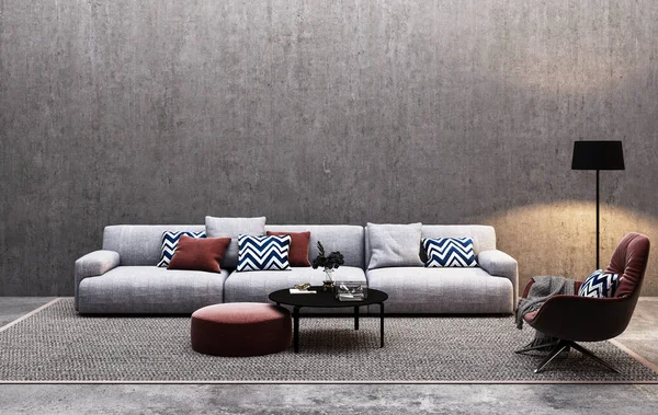 Illustration Rendering Large Luxury Modern Bright Interiors Living Room Mockup — Stock Photo, Image