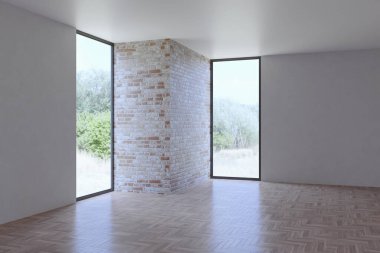 3D tasviri, büyük lüks, modern, parlak iç mekânlar sunuyor. Oturma odasındaki model bilgisayarlar dijital olarak oluşturuluyor.