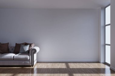 3D tasviri, büyük lüks, modern, parlak iç mekânlar sunuyor. Oturma odasındaki model bilgisayarlar dijital olarak oluşturuluyor.