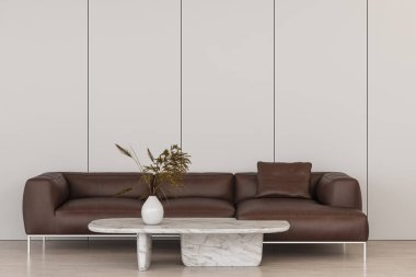 3D tasviri, büyük lüks, modern, parlak iç mekânlar sunuyor. Oturma odasındaki model bilgisayarlar dijital olarak oluşturuluyor.