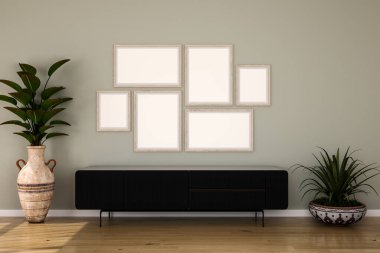 3D tasviri, büyük lüks, modern, parlak iç mekânlar sunuyor. Oturma odasındaki model bilgisayarlar dijital olarak oluşturuluyor.