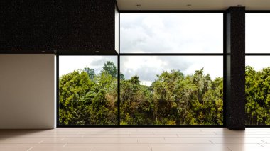 3D tasviri, büyük lüks, modern, parlak iç mekânlar sunuyor. Oturma odasındaki model bilgisayarlar dijital olarak oluşturuluyor.