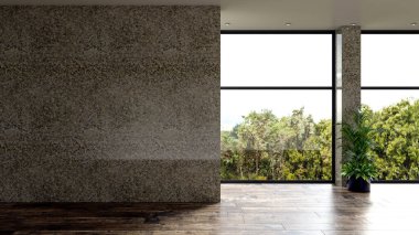 3D tasviri, büyük lüks, modern, parlak iç mekânlar sunuyor. Oturma odasındaki model bilgisayarlar dijital olarak oluşturuluyor.