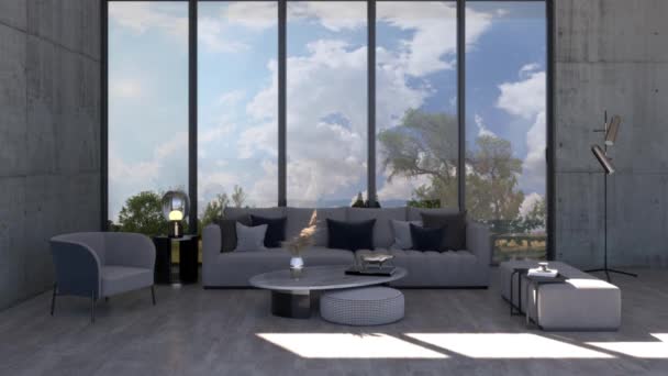 Video Rendering Footage Contemporary Interior Design Living Room Stylish Interior — Video