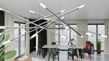 3d video rendering footage contemporary interior design of the living room. Stylish interior of the living room