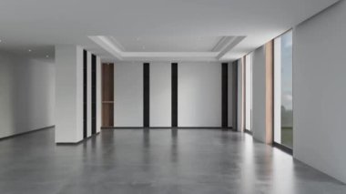 3d video rendering footage contemporary interior design of the living room. Stylish interior of the living room