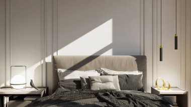 3D tasviri, büyük lüks, modern, parlak iç mekânlar sunuyor. Oturma odasındaki model bilgisayarlar dijital olarak oluşturuluyor.