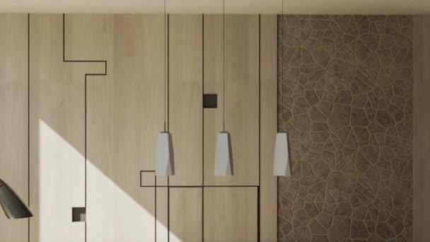 Filmmaterial Illustration Rendering Großer Luxus Moderne Helle Innenräume Wohnzimmer Attrappe — Stockvideo