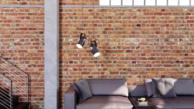 3d video rendering footage contemporary interior design of the living room. Stylish interior of the living room