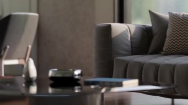 3d video rendering footage contemporary interior design of the living room. Stylish interior of the living room