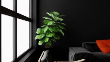 3d video rendering footage contemporary interior design of the living room. Stylish interior of the living room