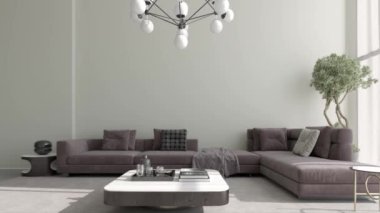 3d video rendering footage contemporary interior design of the living room. Stylish interior of the living room