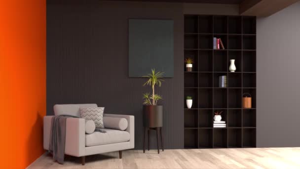 Záběry Ilustrace Vykreslování Velké Luxusní Moderní Světlé Interiéry Obývací Pokoj — Stock video