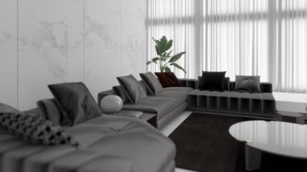 Video Rendering Footage Contemporary Interior Design Living Room Stylish Interior — Videoclip de stoc