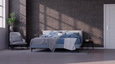 3d video rendering footage contemporary interior design of the living room. Stylish interior of the living room