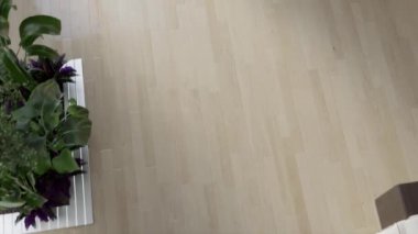 3D video görüntüsü, oturma odasının çağdaş iç tasarımı. Oturma odasının içi çok şık.